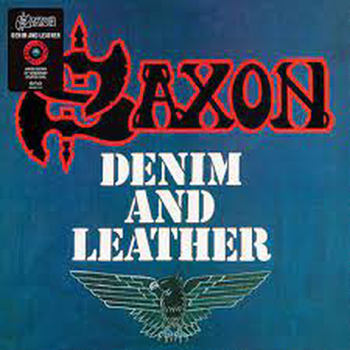SAXON-DENIM & LEATHER BLUE/ WHITE/ GREY SPLATTER VINYL LP *NEW*