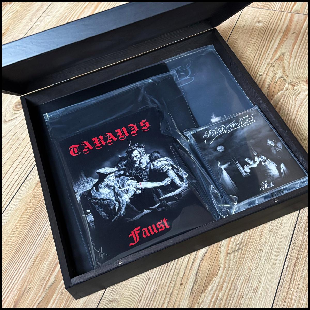 MOVING SALE: TARANIS: Faust Deluxe deluxe boxset: LP + 2 tape wooden box (vinyl, book, cassette, cult Polish black metal from 1995) *half price due to broken hinge on box*