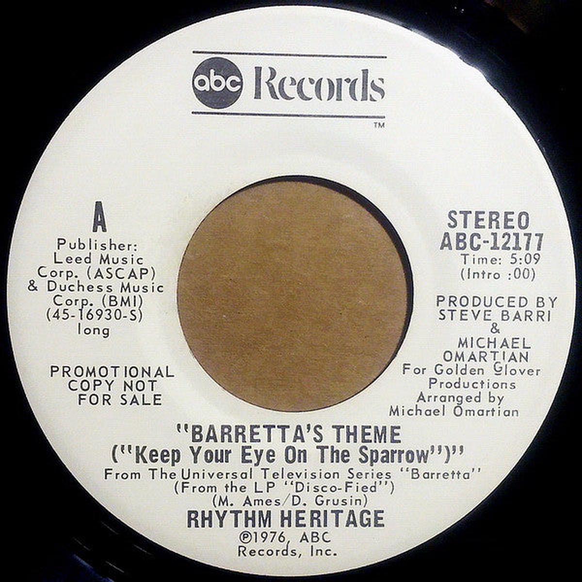 Rhythm Heritage - Barretta's Theme (Keep Your Eye On The Sparrow) (7", Promo) (NM or M-)
