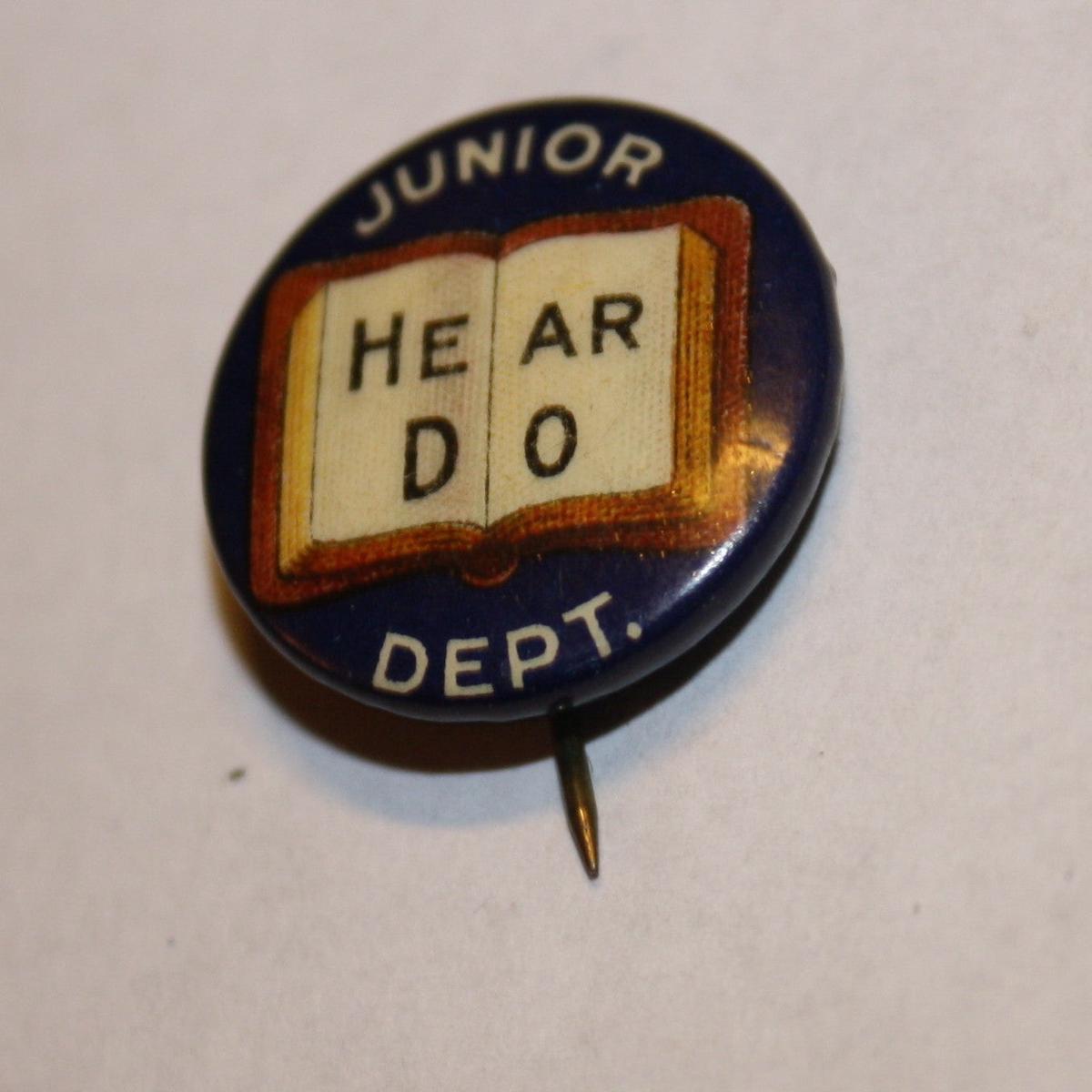 """3/4"""" Junior Hear DO Dept Celluloid Pin"""