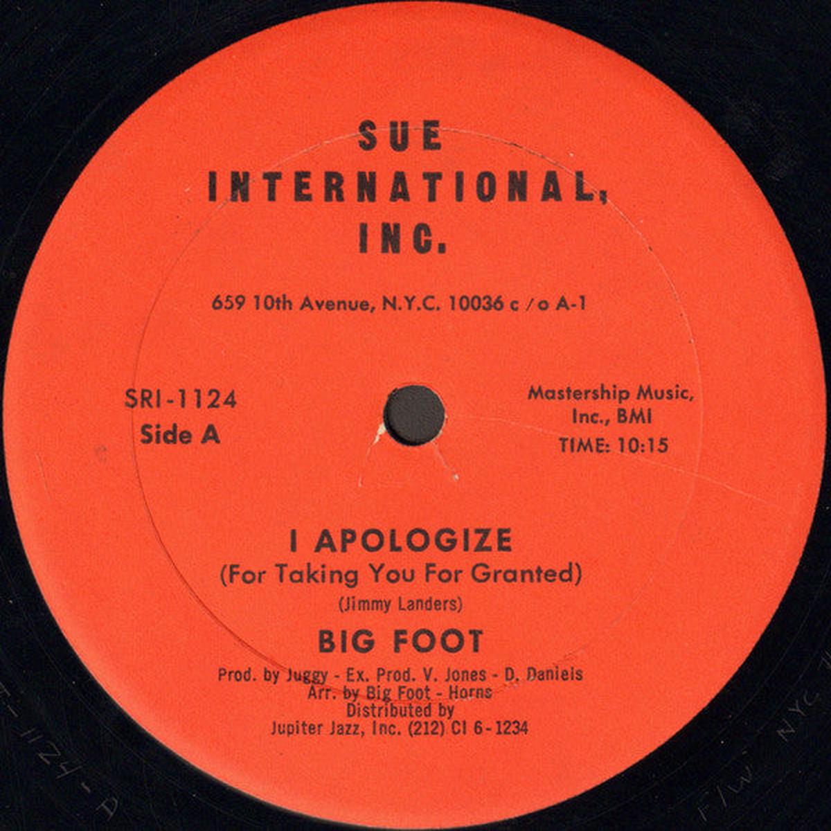 Big Foot - I Apologize (For Taking You For Granted) (12") (NM or M-)