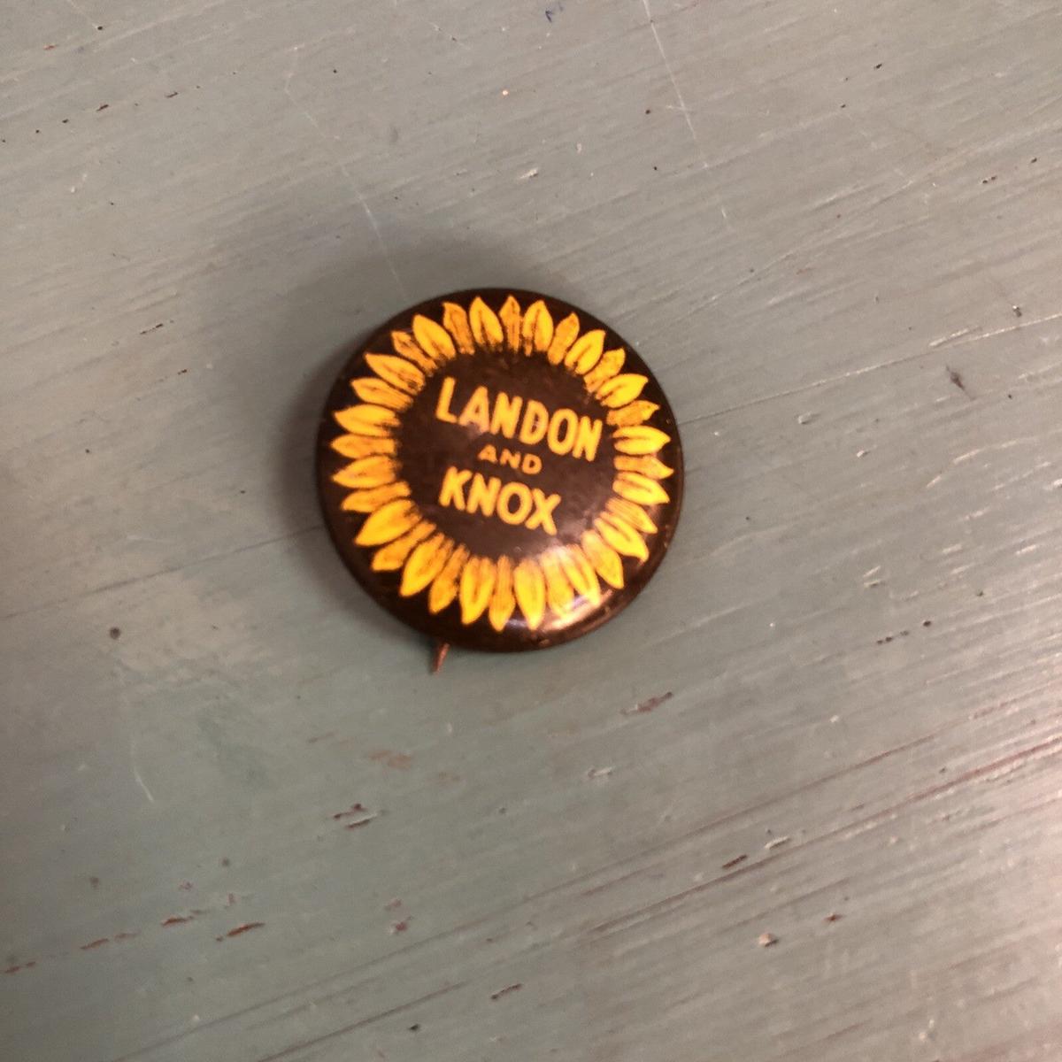 """Landon and Knox 3/4"""" Litho Political Pin"""